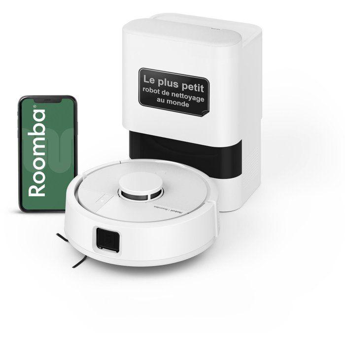 IRobot Roomba Mini Blanc - Robot Aspirateur Laveur + Base AutoEmpty - 7000 Pa - Sac à poussière (station) 2,5 L