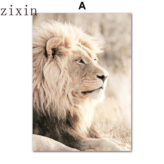 

Бежевый луговой пейзаж Лев Зебра Птица Животные Настенная живопись на холсте Плакаты на скандинавскую тему и принты Декор интерьера гостиной 21*30cm