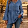 European American Women's Lace Fringe Patchwork Loose Shirt Button Casual Sweatshirt Top