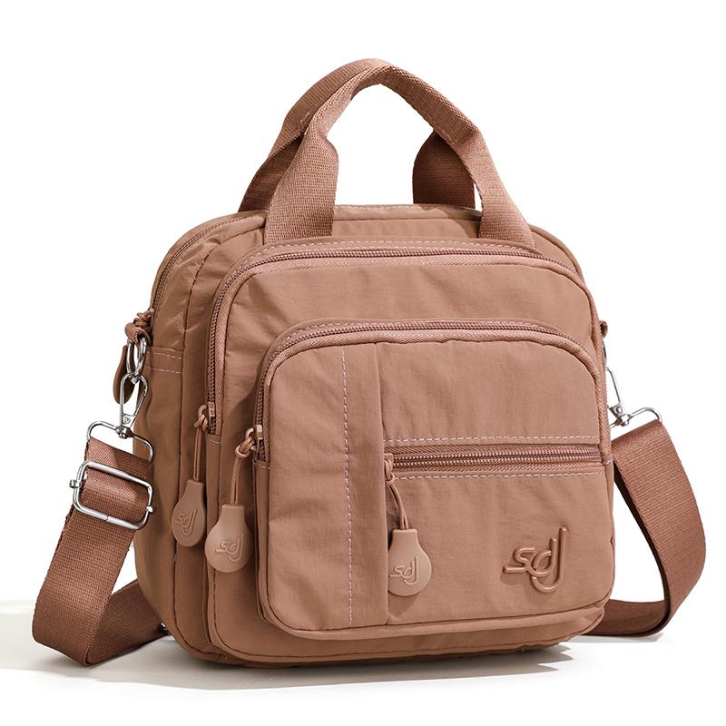 Mini Zaino in Nylon da Donna, Borsa a Tracolla Leggera con Tasche Multiple