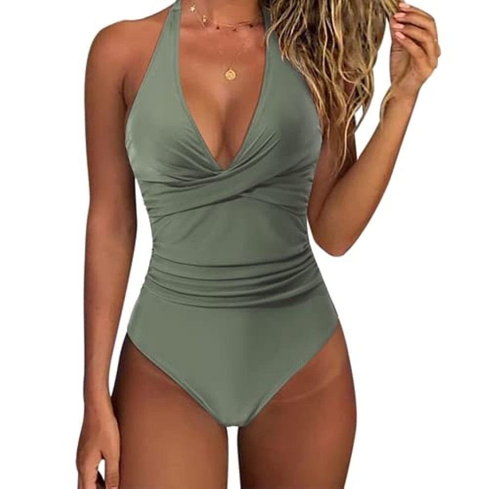 New European and American Foreign Trade Tight One-piece Swimsuit Women's Backless Sexy Cross-color Swimsuit