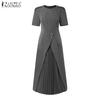ZANZEA Women Summer Casual Round Neck Short Sleeve Dress