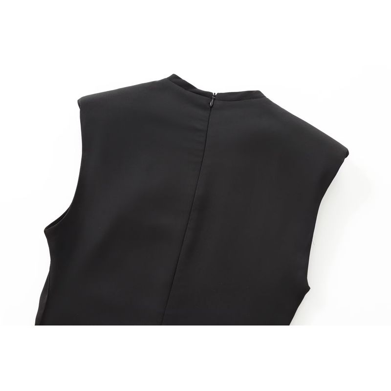 Kaslead New Arrival Women's Clothing Fashion Style Fashion Slim-Fitting Simple Black Sleeveless Long Dress 8190409