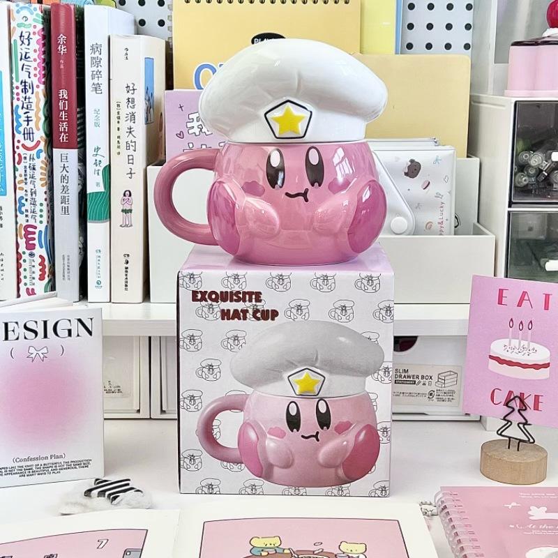 Anime Star Kirby Cartoon Peripheral Ceramic Cup Ceramic Mug Ins Style Special Beautiful Bowl Children'S High End Home Furnis
