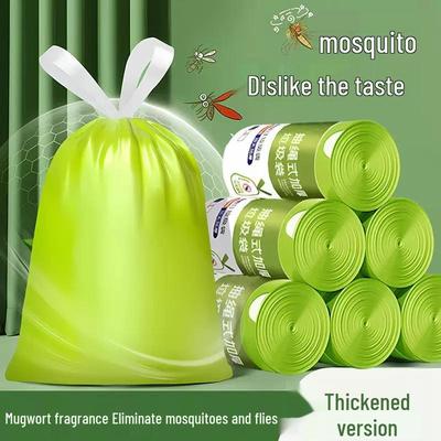Mugwort Mosquito Repellent Deodorizing Drawstring Trash Bags for Kitchen & Bathroom