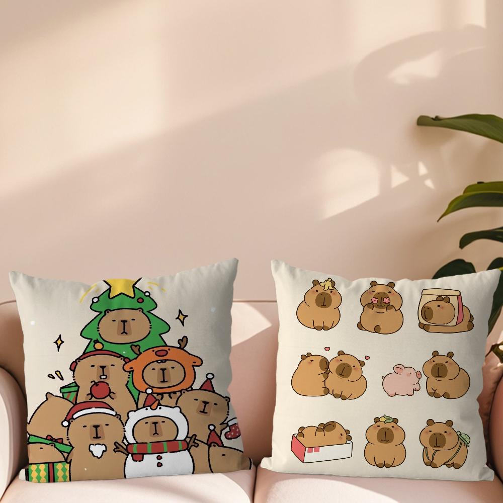 Kapybara Kreslená Roztomilý Povlak na polštář Pohovka Obývací pokoj Ložnice Čelo postele Opěrka zad Čtvercový polštářek Doba spánku