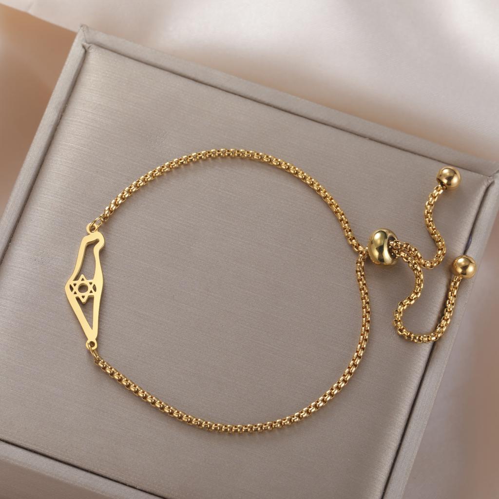 Stainless Steel Je Star of David Charm Bracelet Women Men Adjustable Hexagram Map Bracelets Amulet Jewelry Wholesale