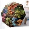 1pcDragon Hatchling Cartoon Automatic Folding Umbrella with 8 Bones, Portable 3-Fold Collapsible Compact Design On-the-Go Essential, Casual