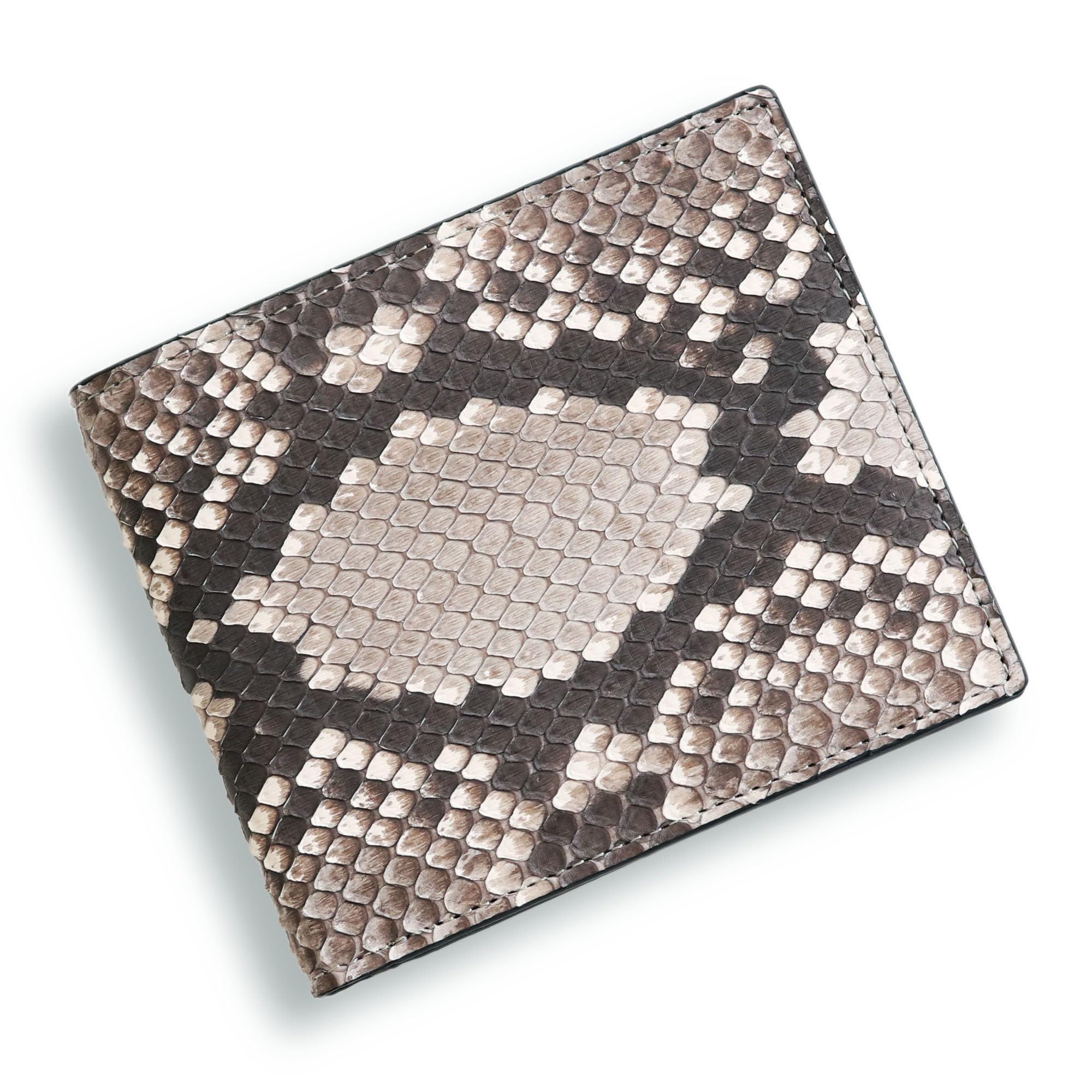 

CLW Crocodile Leather Works Diamond Python Bifold Wallet (with Coin Purse) Natural Color, Made in Japan, Python and Snakeskin Leather, Men s,