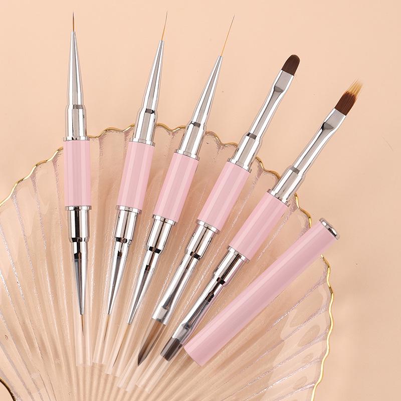 Doppelendiger Nailart-Pinsel: Liner, Farbverlauf, Blume & Gel Malwerkzeug mit flachen & runden Köpfen