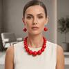 3 pcs/set Simulated Pearl Necklace Earrings Set Exaggerated Chunky Beads Necklace  Gifting