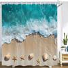 Blue Sea Cobblestone Style Shower Curtain Bath Curtain Ocean Printed Bathroom Curtains For Home Decoration Curtain