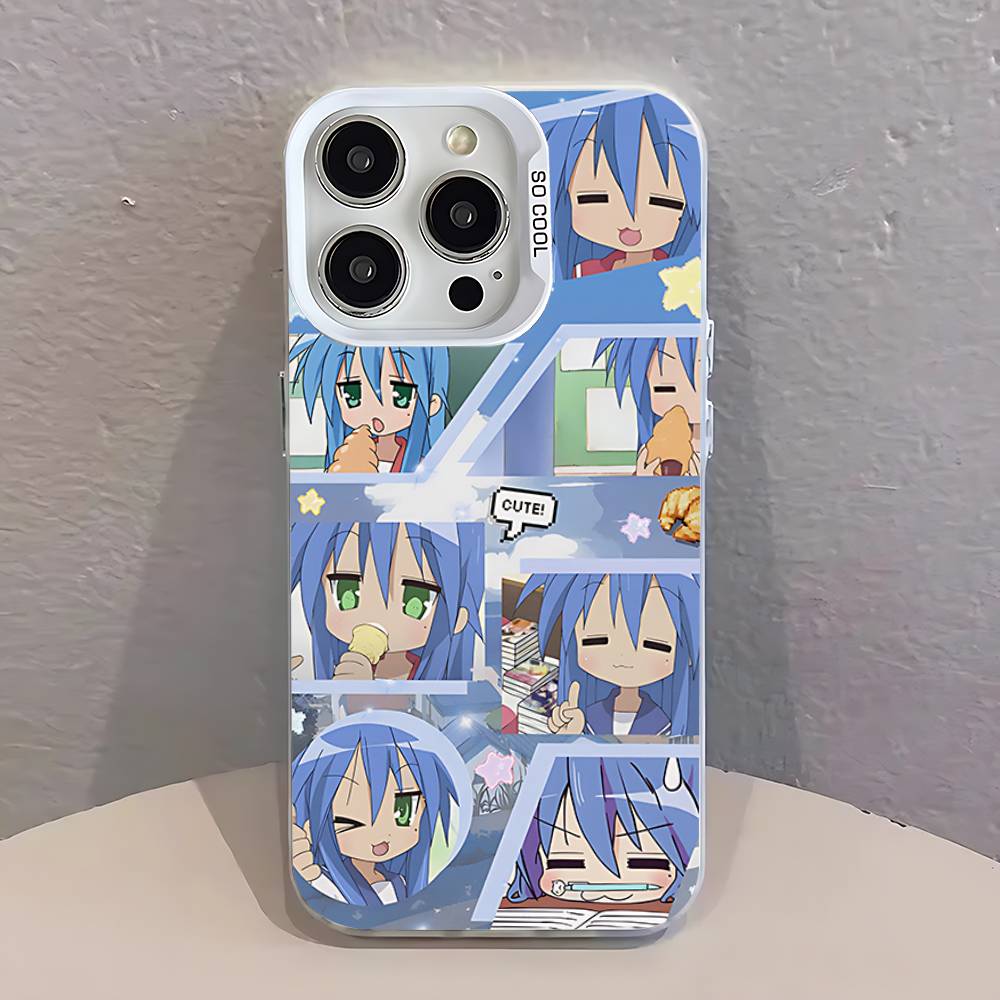 K-Konata Izumi Lucky S-Star Phone Case For iPhone 17,16,15,14,13,12,11,Pro,Max,Plus,SE,Air,Mini Anti Fall White Bumper iPhone11PRO