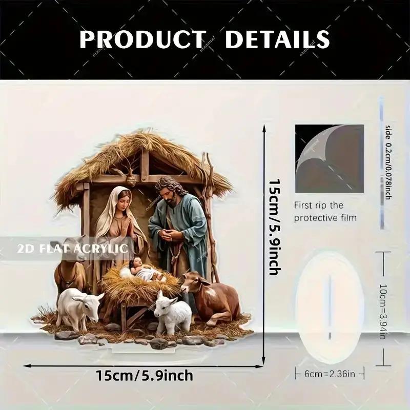 Virgin Mary Saint Joseph And Shepherd Animal Scene Religious Desktop Decoration Indoor Outdoor Festival Home Decor