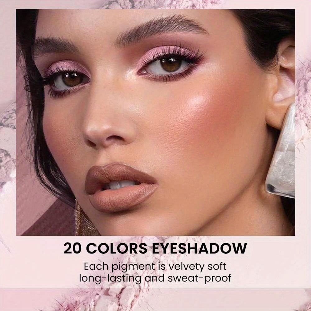 Spring 20-Color Eyeshadow Palette, Pearlescent Matte Vermicelli Brown Light Makeup Nude Pseudo Plain Face Plate, Waterproof, Sweatproof Eyeshadow