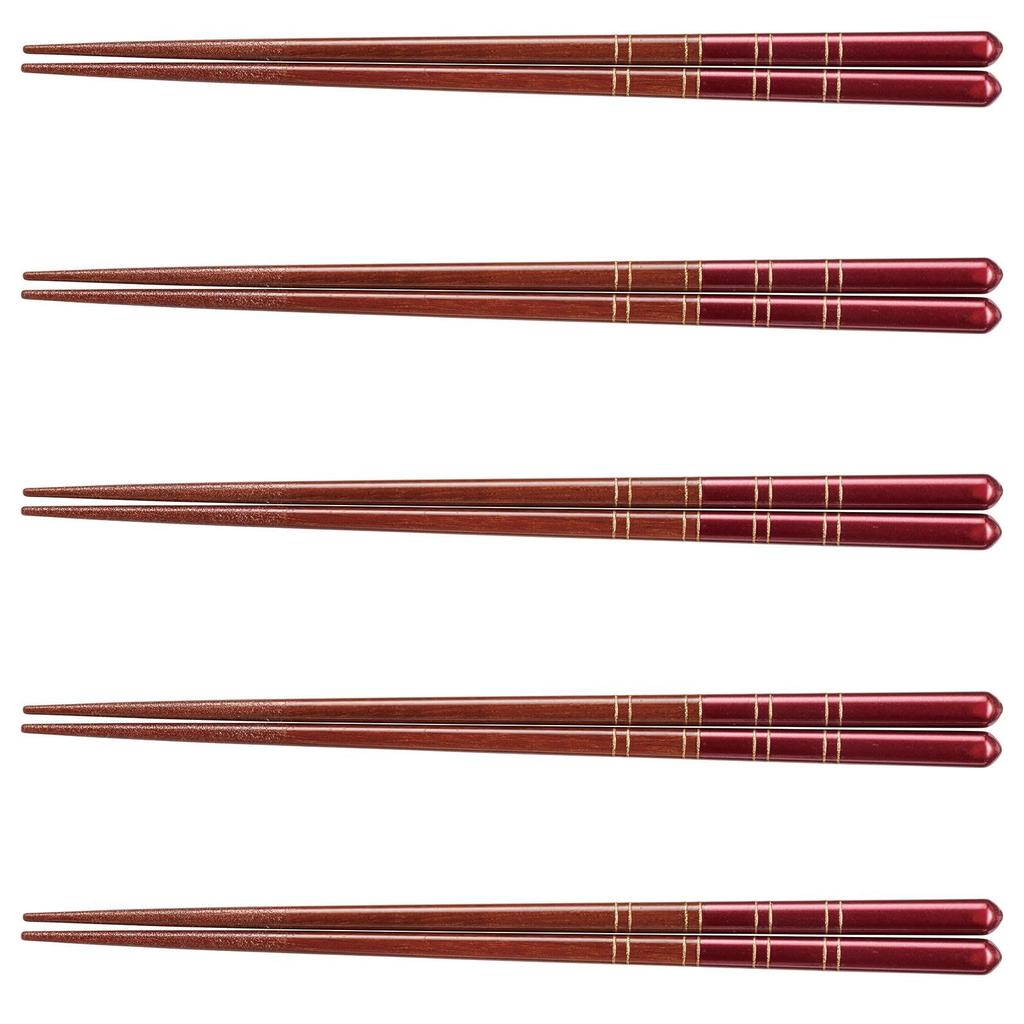 Chopstick Set Dishwasher Dinner AG Metallic Made in Japan J-kitchens (5 pairs), Wooden, Safe, Standard, Line, 21cm,