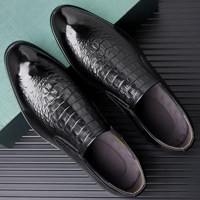 New Business Casual Leather Shoes Men's Leather Slip-on Shoes Crocodile Pattern Embossed Men's Shoes Wedding Shoes