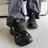Black Warrior Men's 10CM Invisible Height Boost Shoes, Autumn Mesh Breathable Retro Dad Sneakers