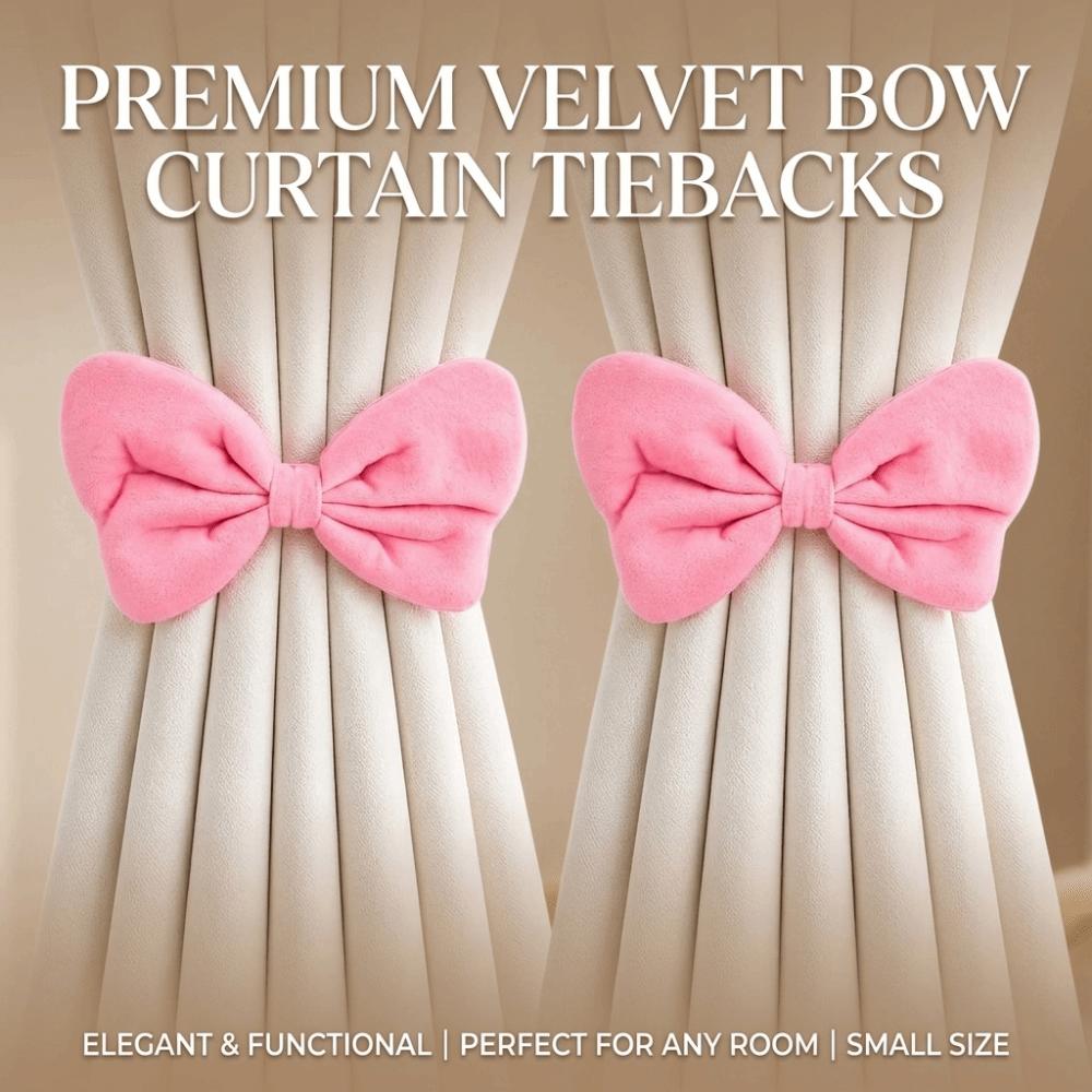 2Pcs Creative Bowknot Curtain Tiebacks Velvet Curtain Strap Elegant Curtain Holders Window Decor