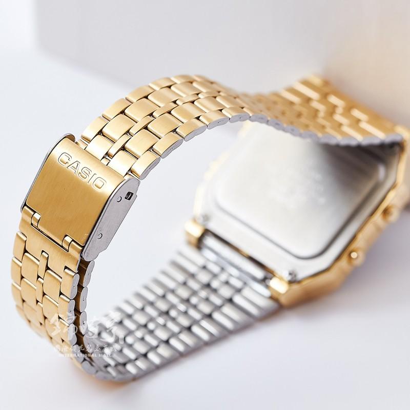 Casio YOUTH Serie - kleine Metallquadrate, kleine Goldnuggets, modisch, retro, trendig, Business und Freizeit, LCD-Anzeige, wasserdicht, A500WGA-9DF