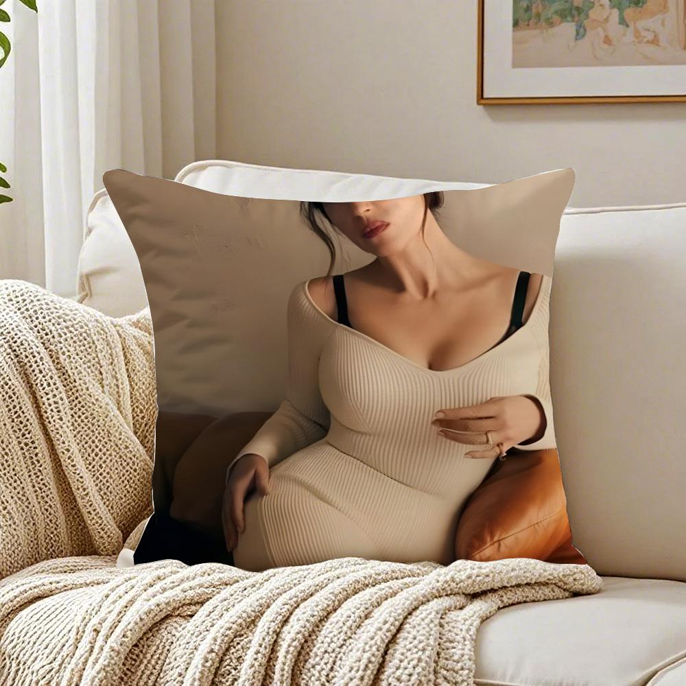 MMonica Bellucci Cushion Cover Linen Pillowcase Soft for Sofa Bed Home Room Decor
