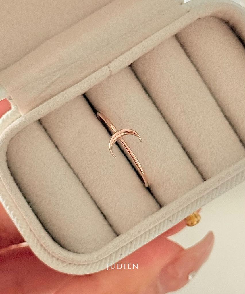 Judien 14K 18K Crescent Layered Thin Rings