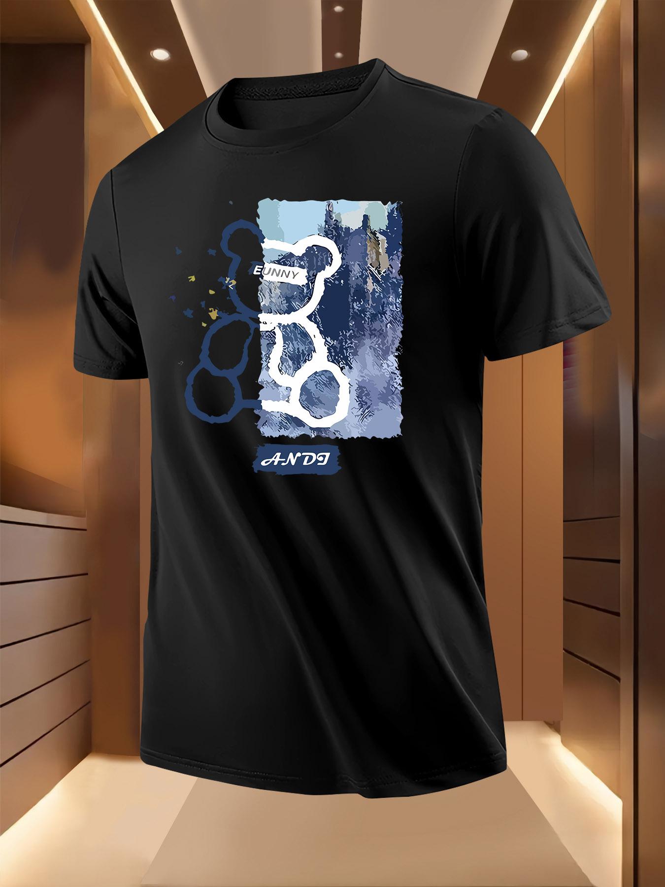Summer Tshirt with Ink Rabbit Silhouette Print S