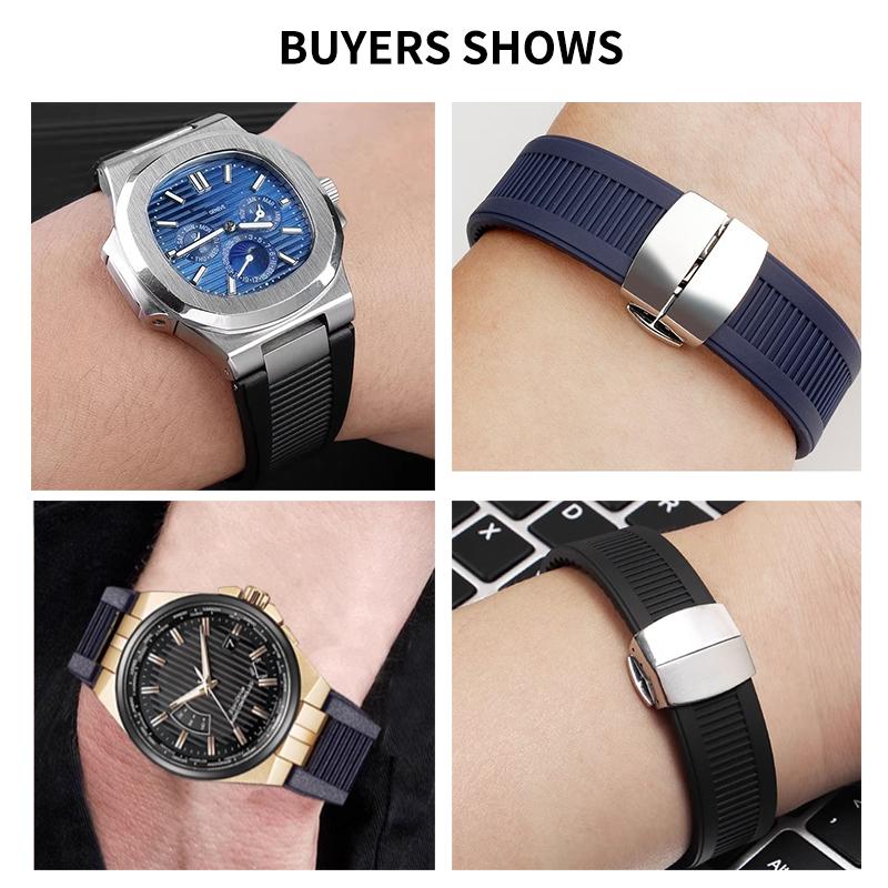 For Patek Philippe Nautilus Watch Strap 5711/5712/5726 Special Concave Interface Waterproof Silicone Watch Accessories 25x13mm