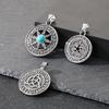 Nordic Viking Exaggerated Pendant, Retro Turquoise Lucky Octagram Devil'S Eye Titanium Steel Men'S Pendant