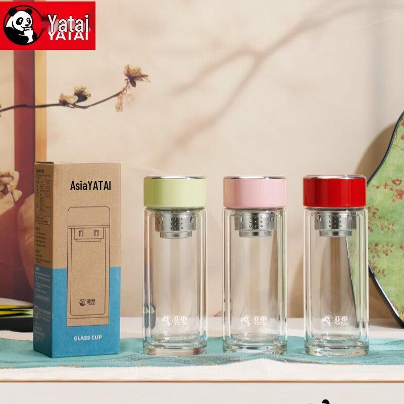 

YATAI Double-Wall Glass Travel Mug with Tea Infuser 185ml