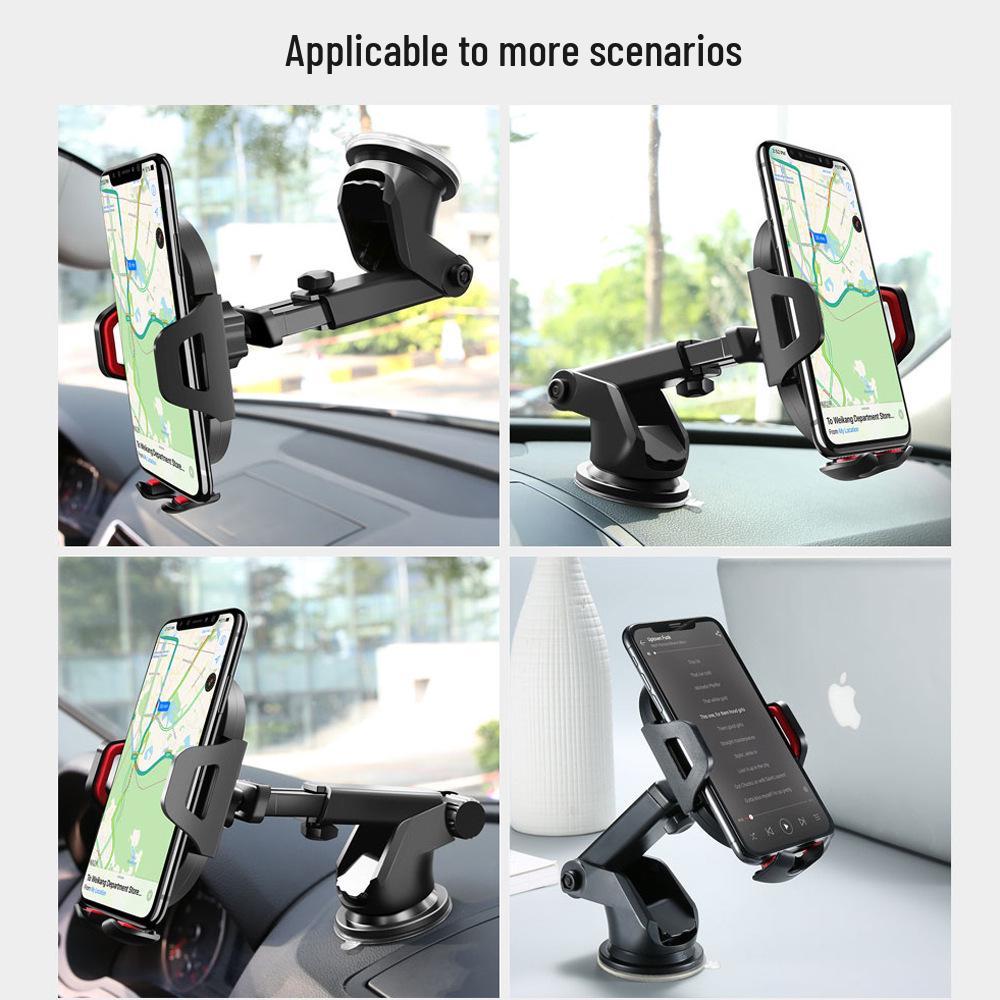 Telescopic Car Phone Holder with Dashboard Suction Cup and Stable Clip