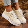 Comemore Spring Autumn Women Platform Vulcanize Shoes Round Toe Lace Up Casual Flat Sneakers Comfortable Large Size Board Shoes