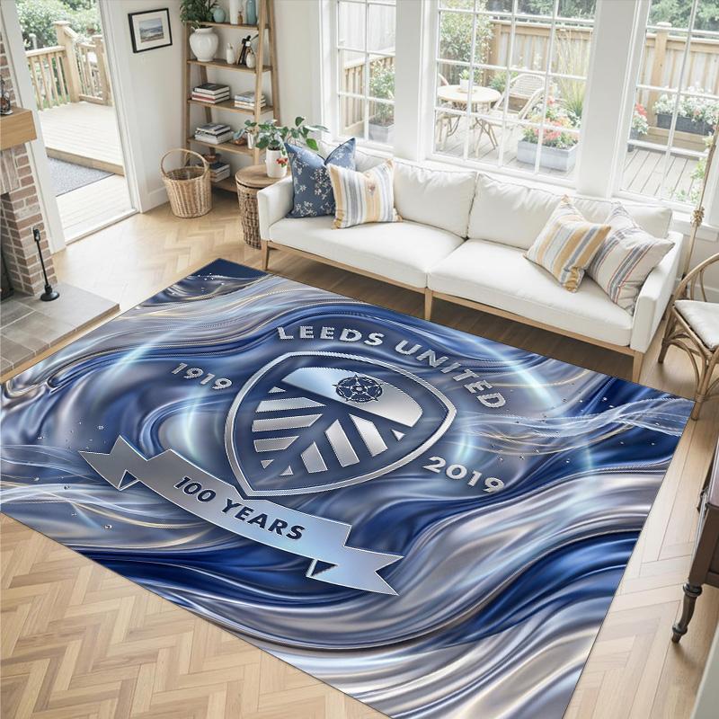 Leeds United Football Design Crystal Velvet Carpet Cozy Non?Slip Printed Rug For Bedroom Living Room Entrance