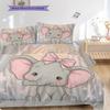 Elephant Pattern Bedding Quilt Set Quilt Cover Pillowcase Home Decoration Birthday Gift (1 * Duvet Cover + 2 * Pillowcase, Without Core)