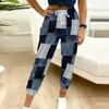 Summer Ladies Striper Printed Sweatpants Loose Fit Drawstring Joggers Elastic Cuff Daily Casual Pants