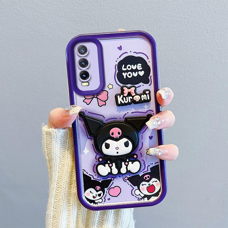KEYSION Shockproof Case for VIVO Y20 2021 Y20sG Y20i with Lanyard Soft Silicone Cute 3D Cartoon Doll Phone Cover for Y12A Y12S Y11S