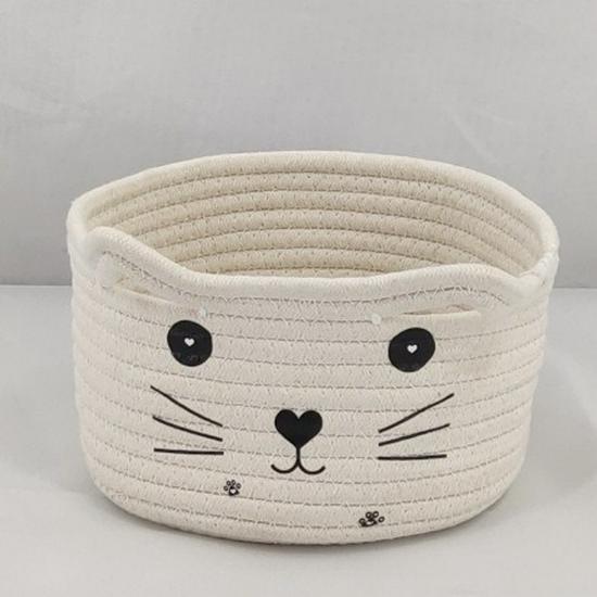 Woven Cotton Rope Storage Basket for Snacks and Desktop Organization