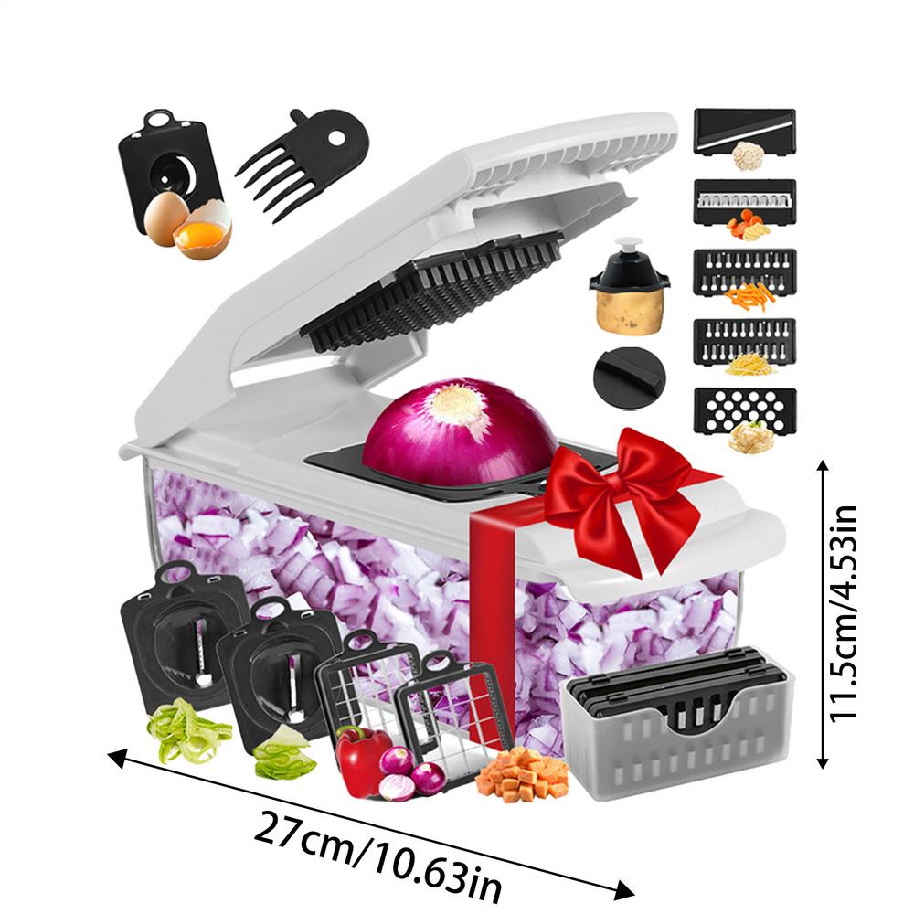 

18 in 1 Multifunctional Vegetable Chopper Handle Food Grate Food Chopper Vegetable Slicer Dicer Cut Kitchen Items белый