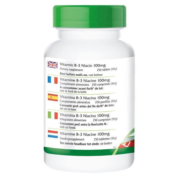 Vitamine b-3 avec niacine - 250 comprimés