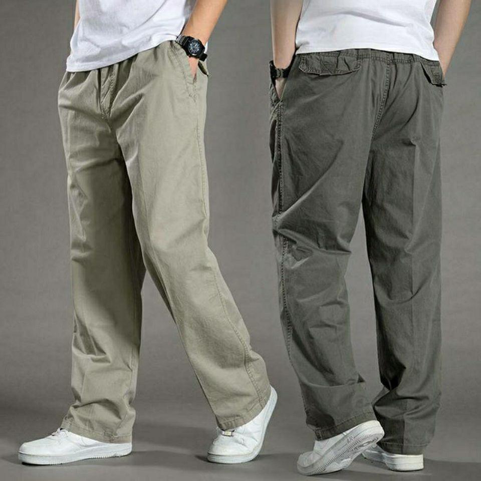 Pantalones Casuales Rectos Finos de Sección para Hombre de Primavera y Otoño Color Sólido Cómodos Sueltos con Cremallera