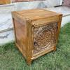 Wood Indian Carved Side Storage Cabinet Bedside Cupboard,Indian Living Nightstand Sideboard Furniture,Kitchen Cabinet Furniture,Desk drawer