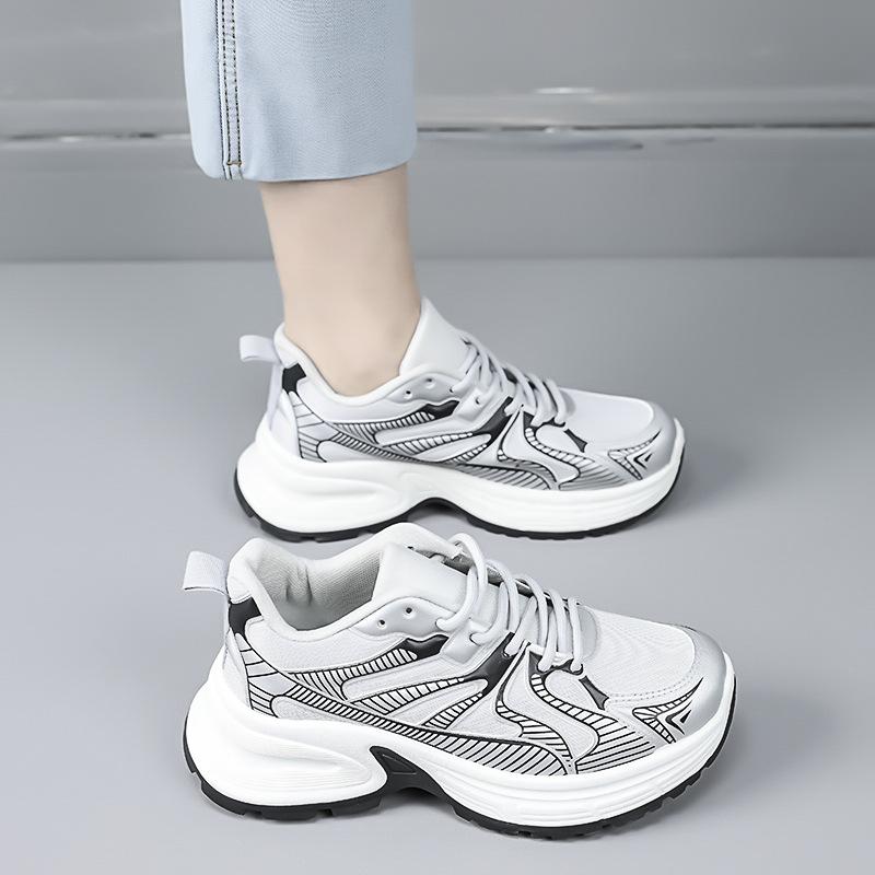 Fashion color matching retro dad shoes 2025 spring and autumn new lazy shoes breathable thick sole heightening casual sports shoes