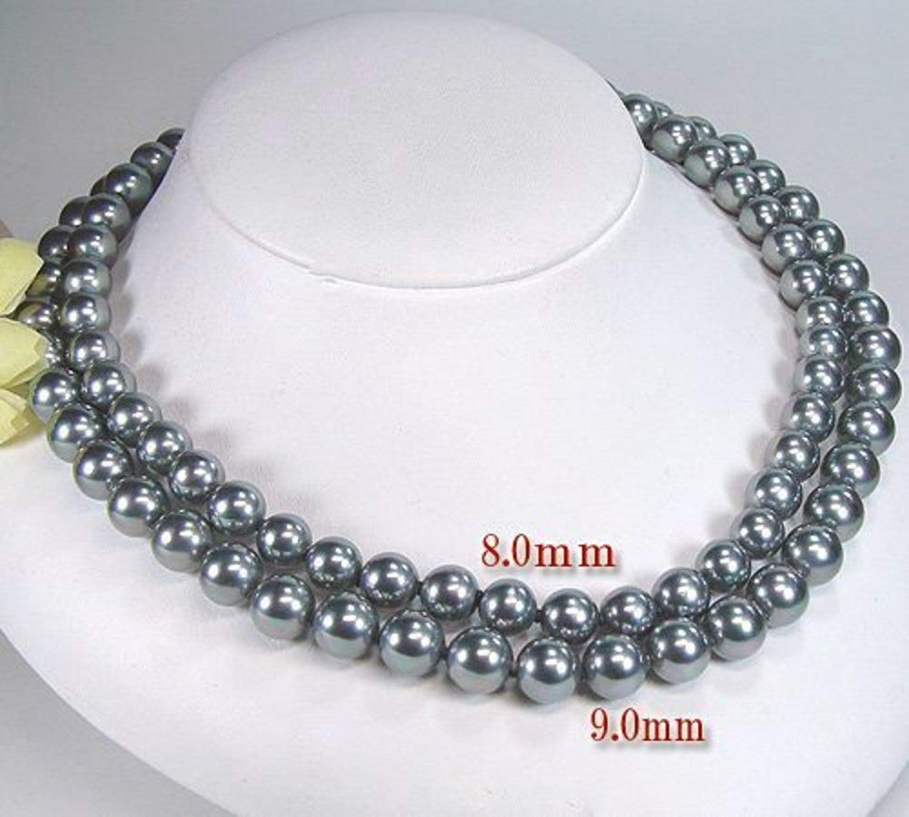 [Your and My Jewelry Box] Velveteen Case Black Pearl Necklace, Akoya Pearl Earrings SetGray 9mm 42cm [Gift Wrapped] Earrings
