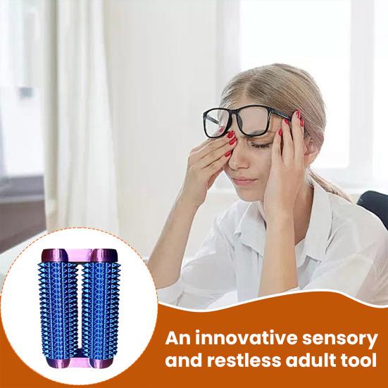 3D Printed Spiky Roller Fidget Toy Anxiety Stress Relief Kids Teens Adults Handheld Bumpy Rolling Massage Stick Portable Double-Rows Roller Sensory
