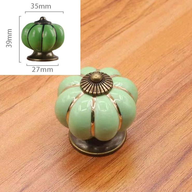 Manopole per Mobili in Ceramica a Forma di Zucca Maniglie per Cassetti con Base Metallica e Viti per Porte di Cucina Armadio Mobili Diametro 35mm