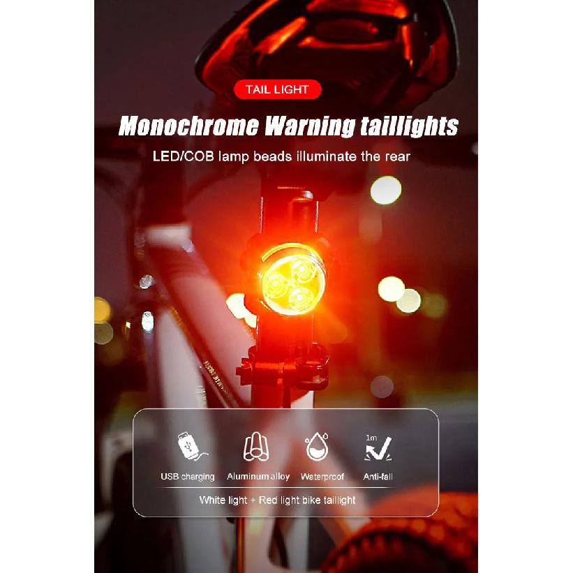 Bicycle Front Rear Light Bike Warning Taillight USB Rechargeable LED Bike Light Waterproof MTB Cycling Lamp Bike Accessories