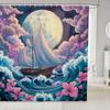 Japanese Style Bathroom Curtain,Cherry Flower Shower Curtain Kids Girls Women Adults Bathroom Decor,Exotic Rustic Style