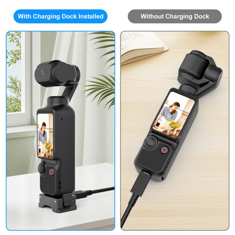 For DJI Osmo Pocket 4 / 3 PULUZ Plastic Quick-Release Charging Adapter Base (Black)