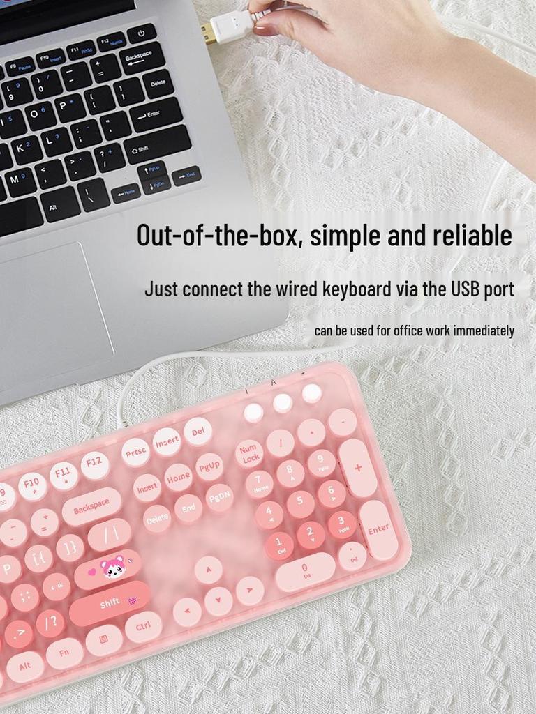 Mao Tian Shou Retro Wired USB Keyboard with Round Keys for Men & Women – Ideal for Desktop, Laptop, Office Use, Mechanical Feel