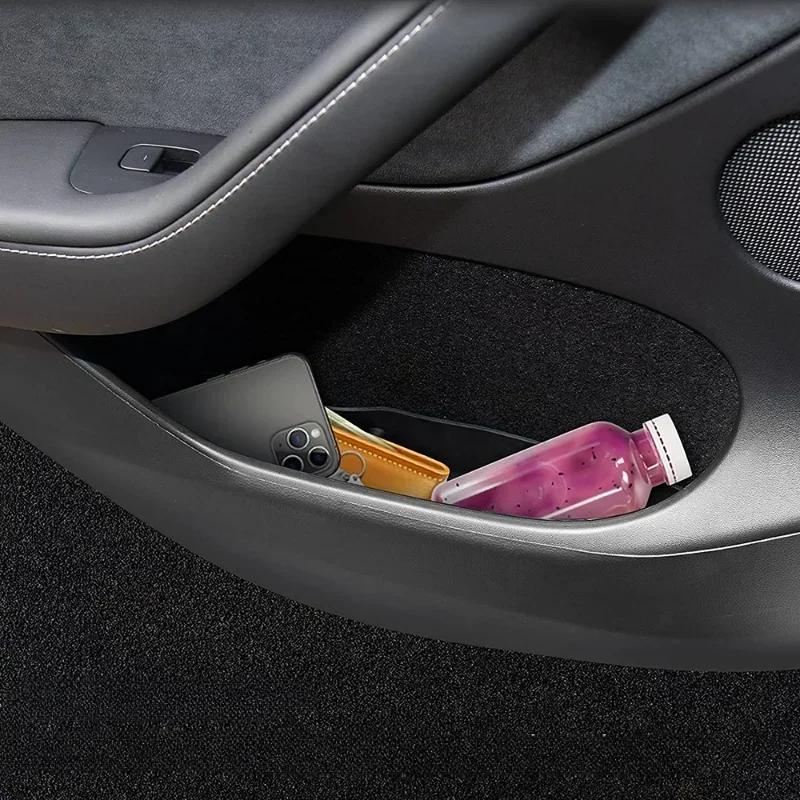 Für Tesla Model 3 Y 2024-2024 Auto Tür Seitenaufbewahrungsbox Vorne Hinten Seite TPE Tür Aufbewahrung Organizer Ablage Innenraumzubehör